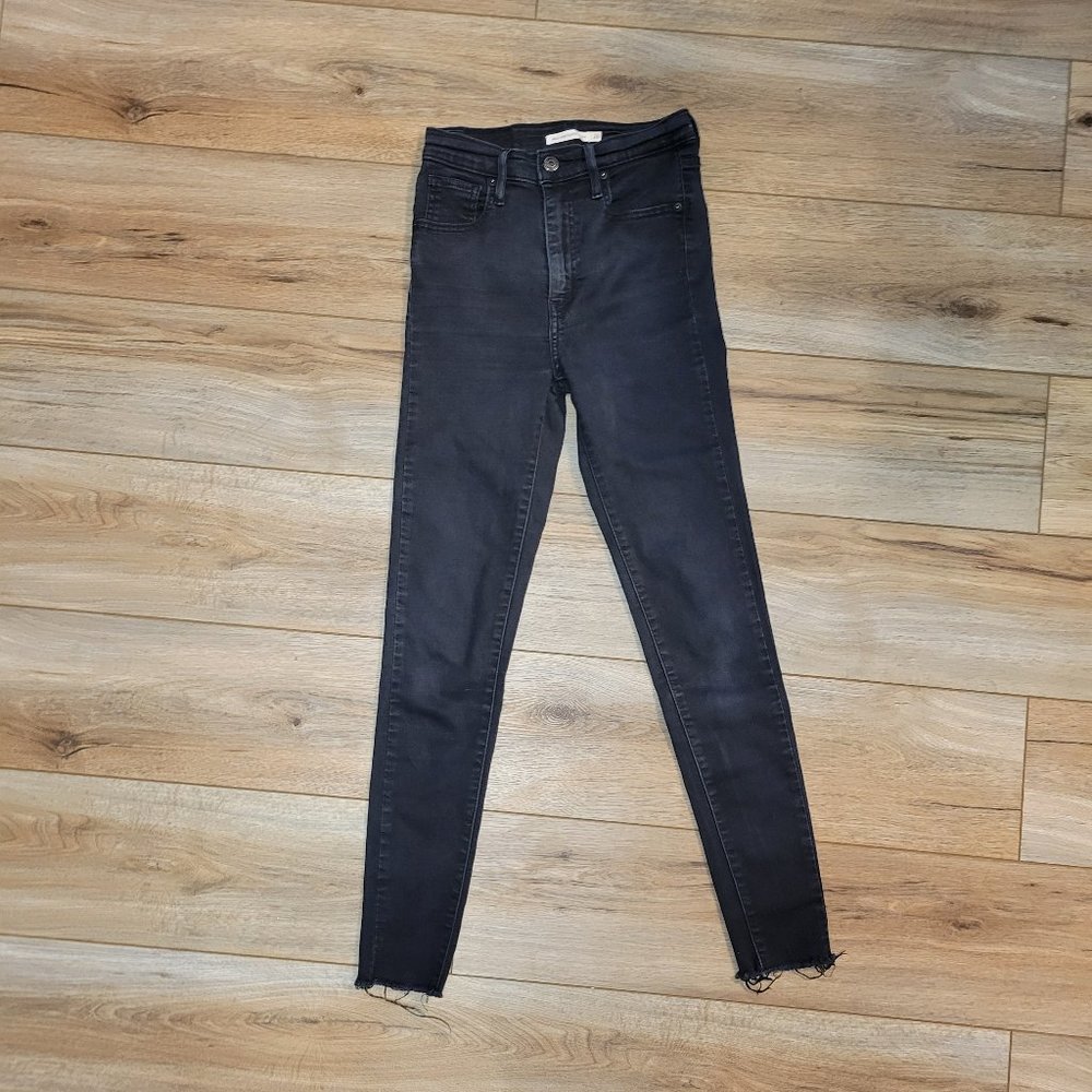 Levi's Mile High Super Skinny Grey Wash Jeans, Frayed Bottom 26